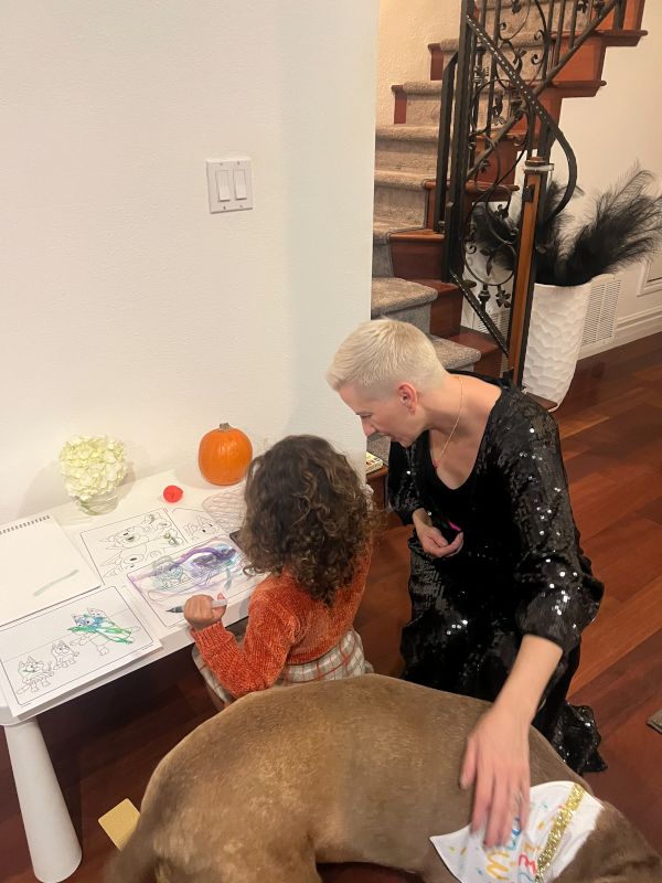 Courtney at the Kids Table During Friendsgiving